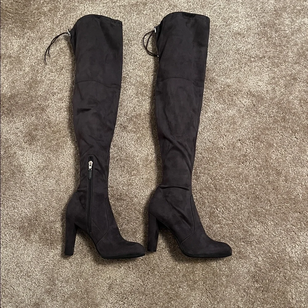 Sam Edelman Charcoal Over-the-Knee Suede Boots Size 7 1/2”